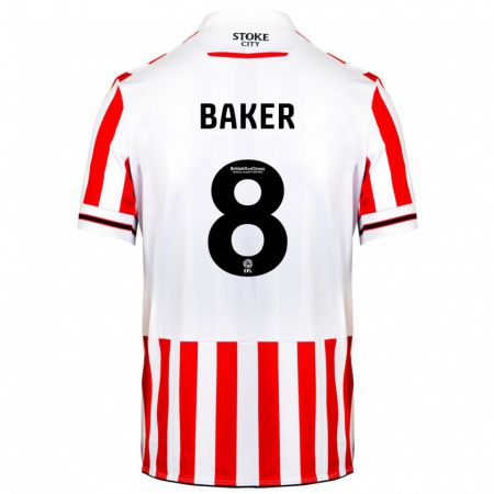 Kandiny Niño Camiseta Lewis Baker #8 Rojo Blanco 1ª Equipación 2023/24 La Camisa