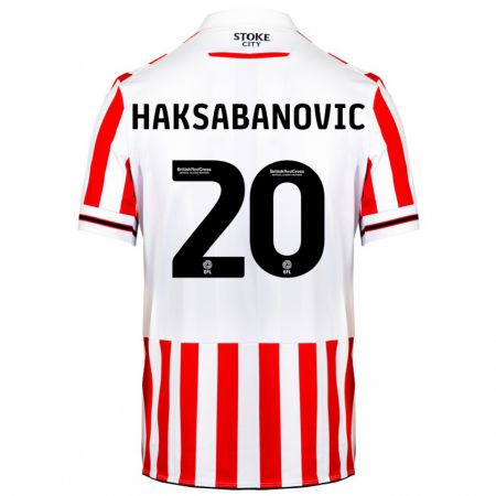 Kandiny Niño Camiseta Sead Hakšabanović #20 Rojo Blanco 1ª Equipación 2023/24 La Camisa