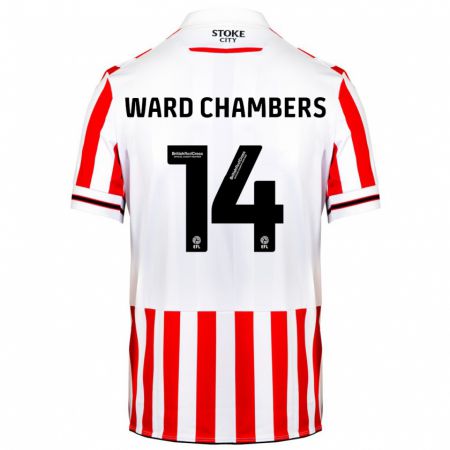 Kandiny Niño Camiseta Courtnay Ward-Chambers #14 Rojo Blanco 1ª Equipación 2023/24 La Camisa