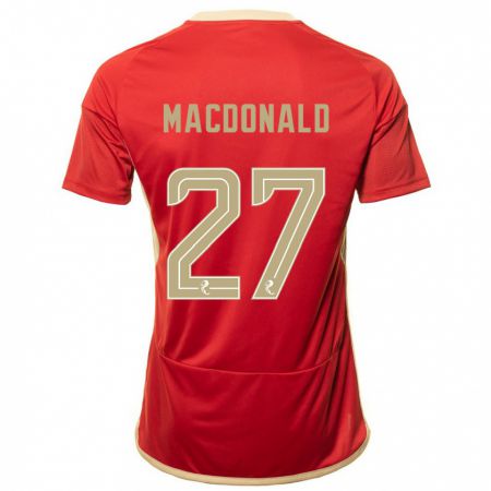 Kandiny Kinderen Angus Macdonald #27 Rood Thuisshirt Thuistenue 2023/24 T-Shirt België