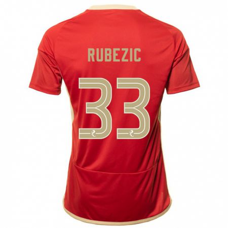 Kandiny Kinderen Slobodan Rubezic #33 Rood Thuisshirt Thuistenue 2023/24 T-Shirt België