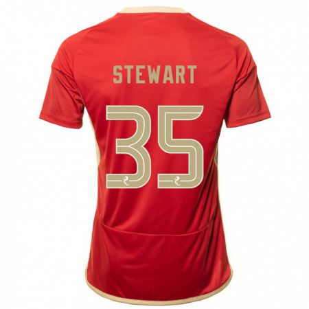 Kandiny Bambino Maglia Alfie Stewart #35 Rosso Kit Gara Home 2023/24 Maglietta