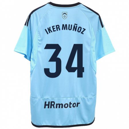 Kandiny Kinder Iker Muñoz #34 Blau Auswärtstrikot Trikot 2023/24 T-Shirt Österreich