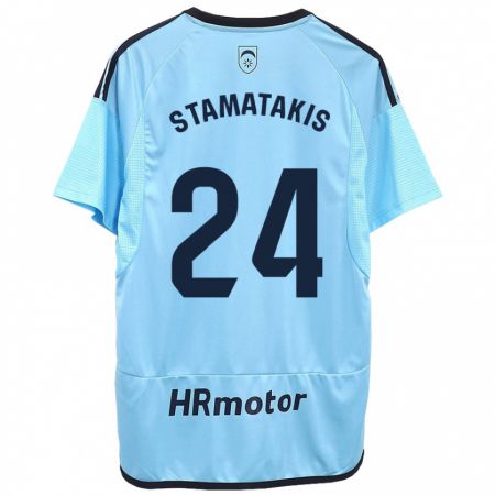 Kandiny Bambino Maglia Dimitrios Stamatakis #24 Blu Kit Gara Away 2023/24 Maglietta