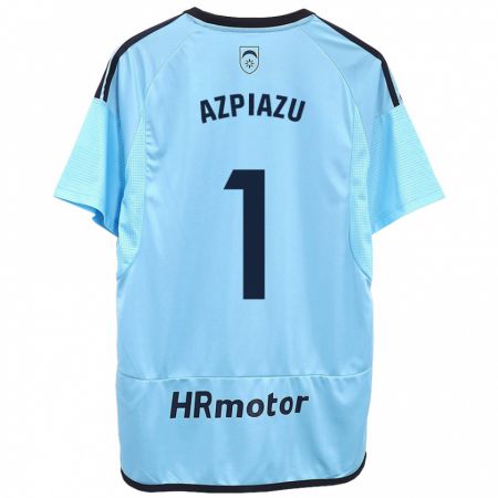 Kandiny Bambino Maglia Nahia Azpiazu Moreno #1 Blu Kit Gara Away 2023/24 Maglietta