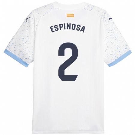 Kandiny Bambino Maglia Bernardo Espinosa #2 Bianco Kit Gara Away 2023/24 Maglietta