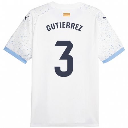 Kandiny Bambino Maglia Miguel Gutiérrez #3 Bianco Kit Gara Away 2023/24 Maglietta