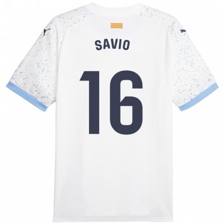 Kandiny Bambino Maglia Sávio #16 Bianco Kit Gara Away 2023/24 Maglietta