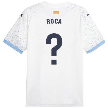 Kandiny Bambino Maglia Joel Roca #0 Bianco Kit Gara Away 2023/24 Maglietta