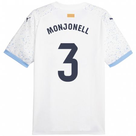 Kandiny Bambino Maglia Eric Monjonell #3 Bianco Kit Gara Away 2023/24 Maglietta