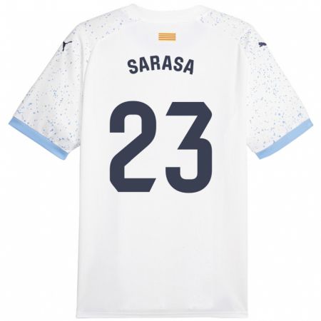 Kandiny Bambino Maglia Javier Sarasa #23 Bianco Kit Gara Away 2023/24 Maglietta