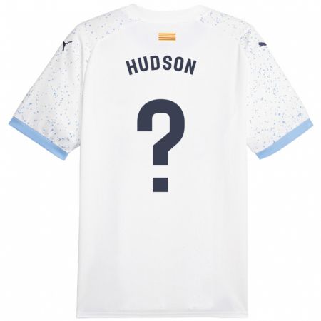 Kandiny Bambino Maglia Hudson #0 Bianco Kit Gara Away 2023/24 Maglietta