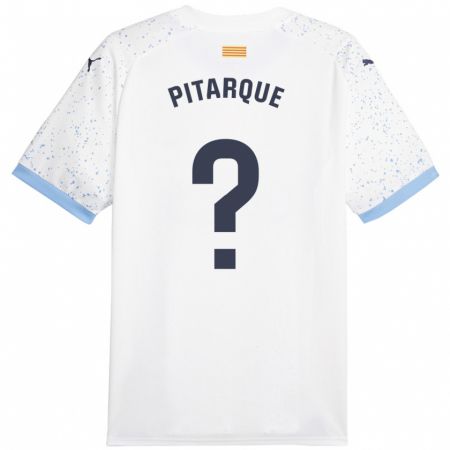 Kandiny Bambino Maglia Víctor Pitarque #0 Bianco Kit Gara Away 2023/24 Maglietta