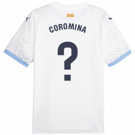 Kandiny Bambino Maglia Arnau Coromina #0 Bianco Kit Gara Away 2023/24 Maglietta