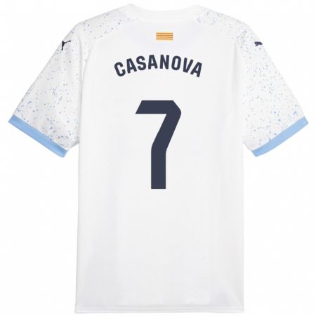 Kandiny Niño Camiseta Àstrid Casanova #7 Blanco 2ª Equipación 2023/24 La Camisa