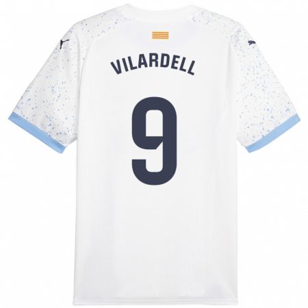 Kandiny Niño Camiseta Júlia Vilardell #9 Blanco 2ª Equipación 2023/24 La Camisa