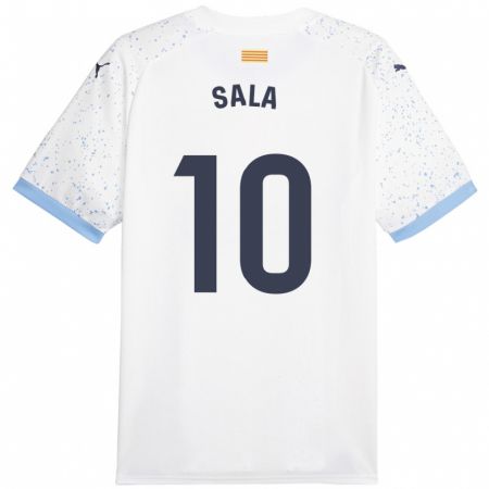 Kandiny Bambino Maglia Georgina Sala #10 Bianco Kit Gara Away 2023/24 Maglietta