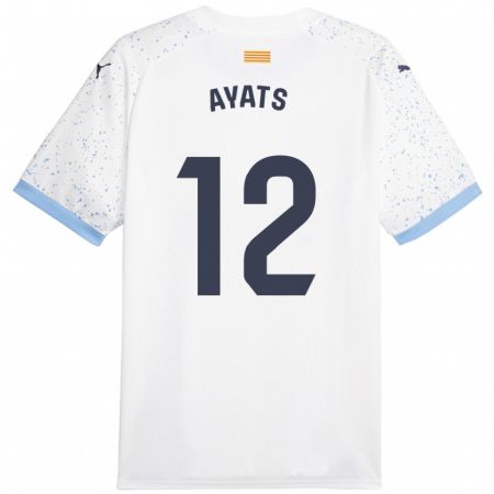 Kandiny Bambino Maglia Mònica Ayats #12 Bianco Kit Gara Away 2023/24 Maglietta