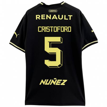 Kandiny Bambino Maglia Sebastián Cristóforo #5 Nero Kit Gara Away 2023/24 Maglietta