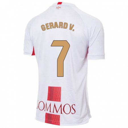 Kandiny Bambino Maglia Gerard Valentín #7 Bianco Kit Gara Away 2023/24 Maglietta