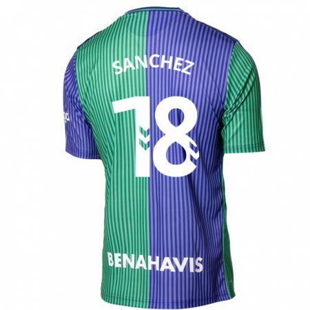 Kandiny Kinder Dani Sánchez #18 Grün Blau Auswärtstrikot Trikot 2023/24 T-Shirt Österreich