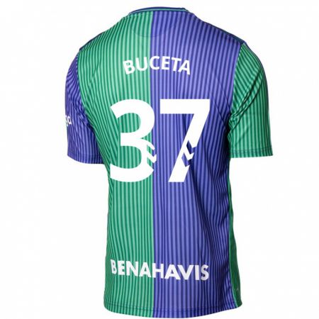 Kandiny Bambino Maglia Ana Buceta #37 Verde Blu Kit Gara Away 2023/24 Maglietta