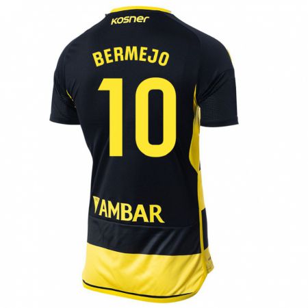 Kandiny Bambino Maglia Sergio Bermejo #10 Nero Giallo Kit Gara Away 2023/24 Maglietta