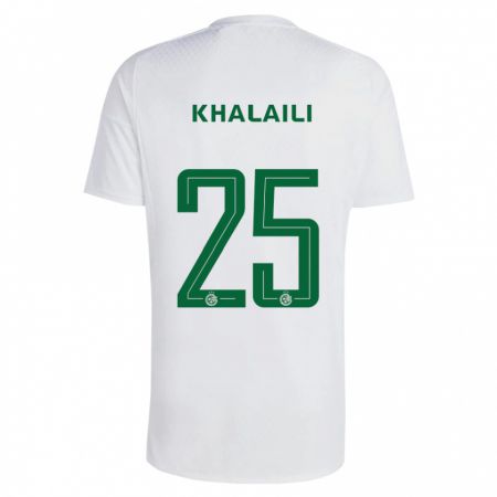 Kandiny Bambino Maglia Anan Khalaili #25 Verde Blu Kit Gara Away 2023/24 Maglietta