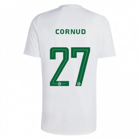 Kandiny Bambino Maglia Pierre Cornud #27 Verde Blu Kit Gara Away 2023/24 Maglietta