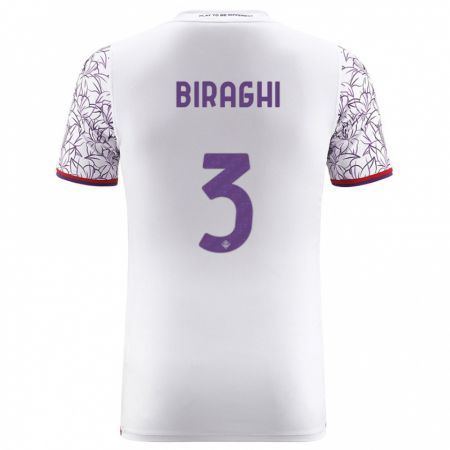 Kandiny Bambino Maglia Cristiano Biraghi #3 Bianco Kit Gara Away 2023/24 Maglietta