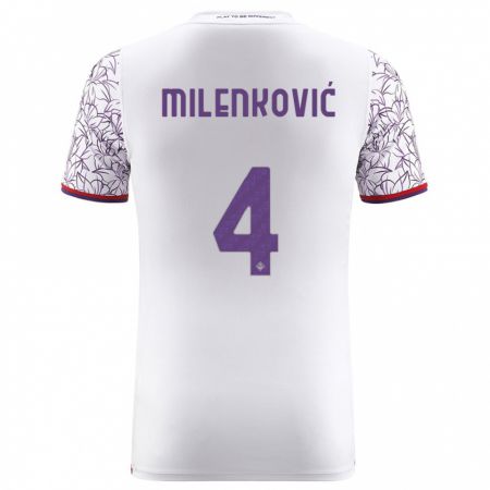 Kandiny Bambino Maglia Nikola Milenković #4 Bianco Kit Gara Away 2023/24 Maglietta