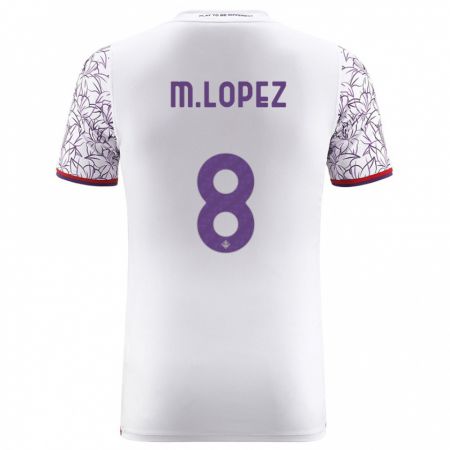 Kandiny Bambino Maglia Maxime López #8 Bianco Kit Gara Away 2023/24 Maglietta