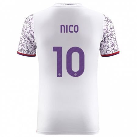 Kandiny Bambino Maglia Nicolás González #10 Bianco Kit Gara Away 2023/24 Maglietta