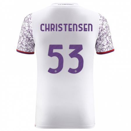 Kandiny Bambino Maglia Oliver Christensen #53 Bianco Kit Gara Away 2023/24 Maglietta