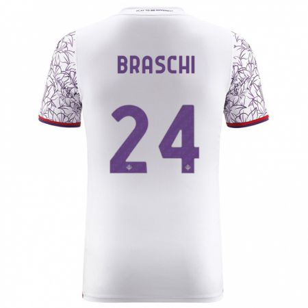 Kandiny Bambino Maglia Riccardo Braschi #24 Bianco Kit Gara Away 2023/24 Maglietta