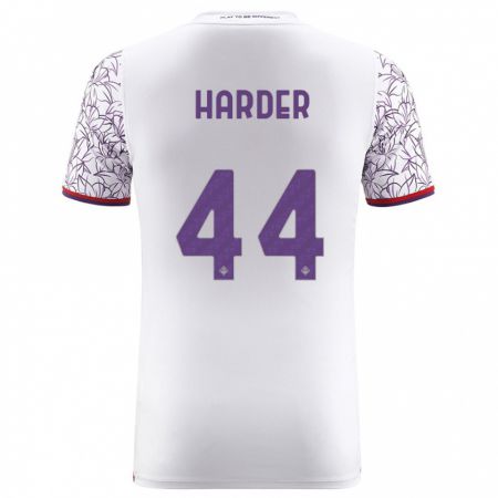 Kandiny Bambino Maglia Jonas Harder #44 Bianco Kit Gara Away 2023/24 Maglietta