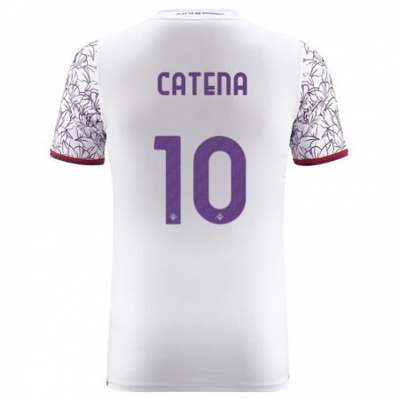 Kandiny Bambino Maglia Michaela Catena #10 Bianco Kit Gara Away 2023/24 Maglietta