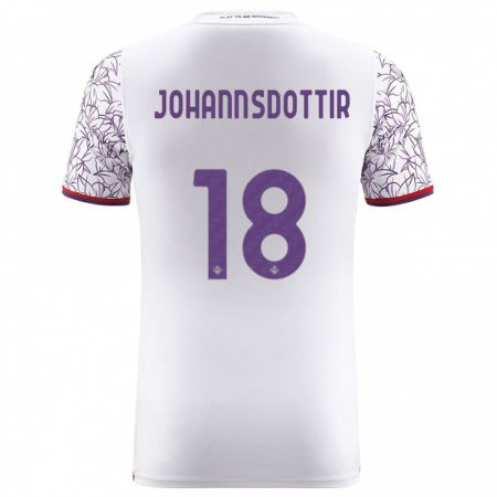 Kandiny Bambino Maglia Alexandra Jóhannsdóttir #18 Bianco Kit Gara Away 2023/24 Maglietta