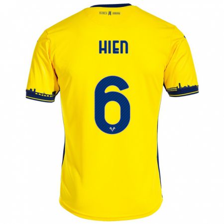 Kandiny Bambino Maglia Isak Hien #6 Giallo Kit Gara Away 2023/24 Maglietta