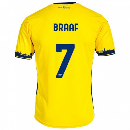 Kandiny Bambino Maglia Jayden Braaf #7 Giallo Kit Gara Away 2023/24 Maglietta