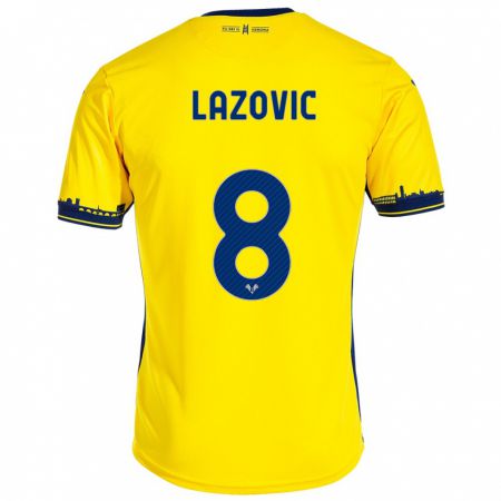 Kandiny Kinder Darko Lazović #8 Gelb Auswärtstrikot Trikot 2023/24 T-Shirt Österreich