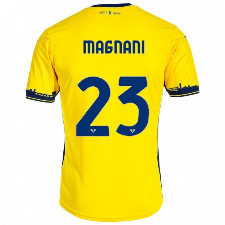 Kandiny Bambino Maglia Giangiacomo Magnani #23 Giallo Kit Gara Away 2023/24 Maglietta