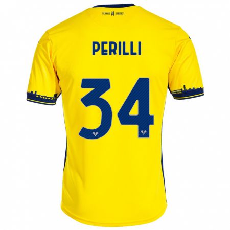 Kandiny Bambino Maglia Simone Perilli #34 Giallo Kit Gara Away 2023/24 Maglietta