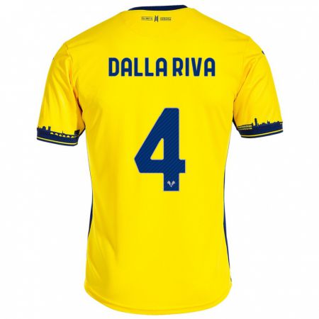 Kandiny Bambino Maglia Stefano Dalla Riva #4 Giallo Kit Gara Away 2023/24 Maglietta