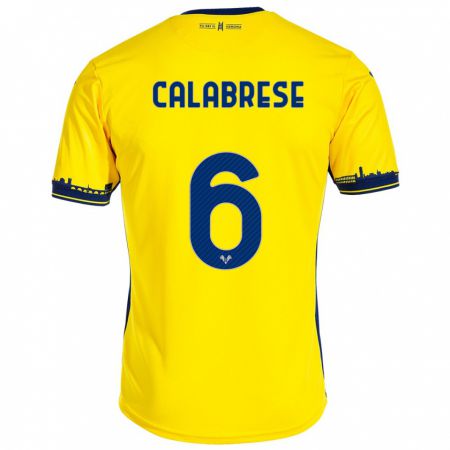 Kandiny Bambino Maglia Nicolò Calabrese #6 Giallo Kit Gara Away 2023/24 Maglietta