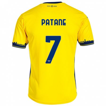 Kandiny Bambino Maglia Nicola Patanè #7 Giallo Kit Gara Away 2023/24 Maglietta