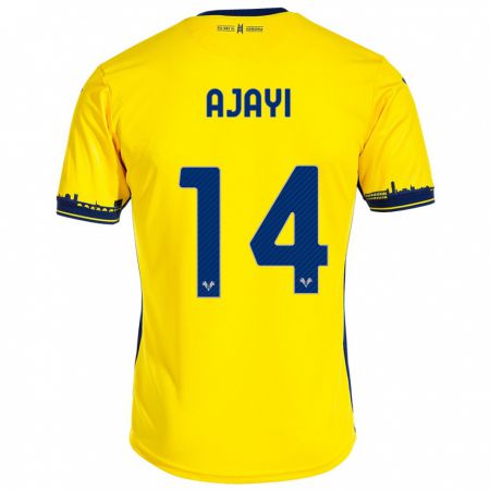 Kandiny Bambino Maglia Junior Ajayi #14 Giallo Kit Gara Away 2023/24 Maglietta