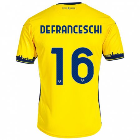 Kandiny Bambino Maglia Edoardo De Franceschi #16 Giallo Kit Gara Away 2023/24 Maglietta