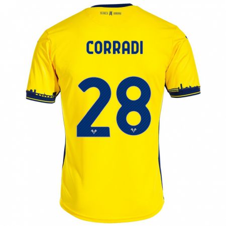 Kandiny Bambino Maglia Christian Corradi #28 Giallo Kit Gara Away 2023/24 Maglietta