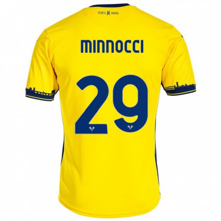 Kandiny Kinder Valerio Minnocci #29 Gelb Auswärtstrikot Trikot 2023/24 T-Shirt Österreich